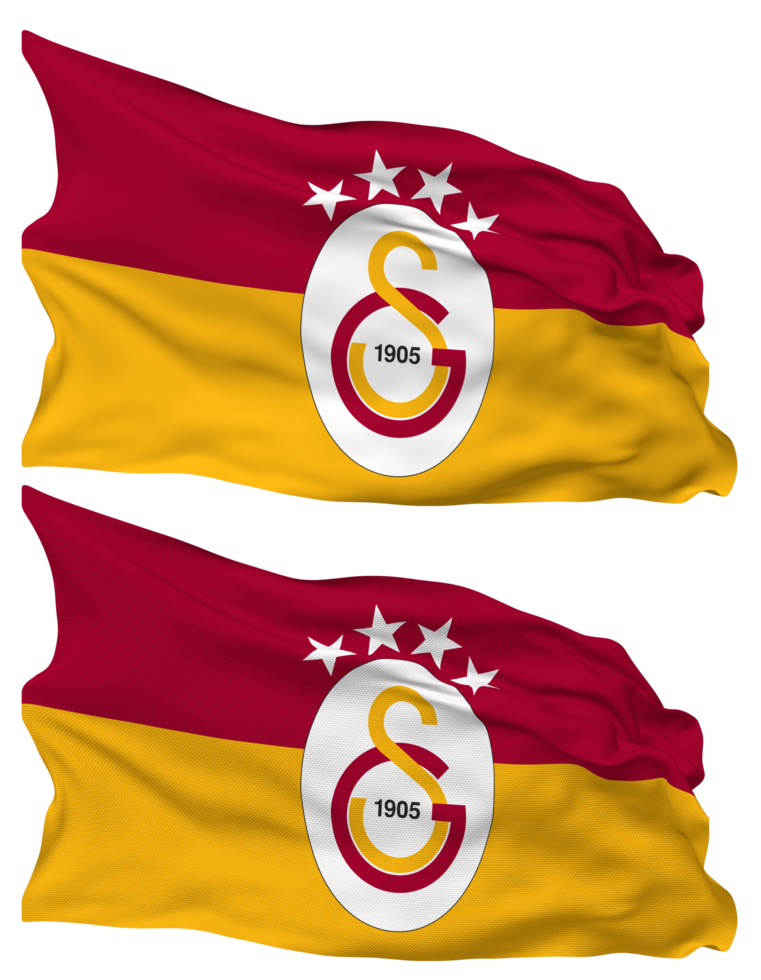 Galatasaray Spor Kulubu, Galatasaray SK Football Club Flag Waves Isolated in Plain and Bump Texture, with Transparent Background, 3D Rendering png
