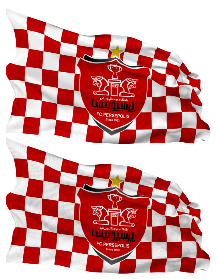 Persepolis Football Club Flag Waves Isolated in Plain and Bump Texture, with Transparent Background, 3D Rendering png