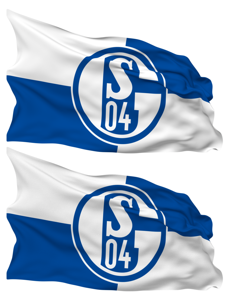 Fubballclub Gelsenkirchen Schalke 04 e V, FC Schalke 04 Flag Waves Isolated in Plain and Bump Texture, with Transparent Background, 3D Rendering png