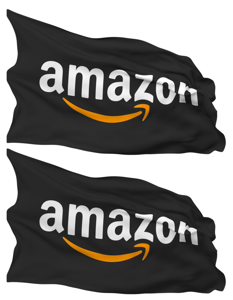 Amazon Web Services Flag Waves Isolated in Plain and Bump Texture, with Transparent Background, 3D Rendering png