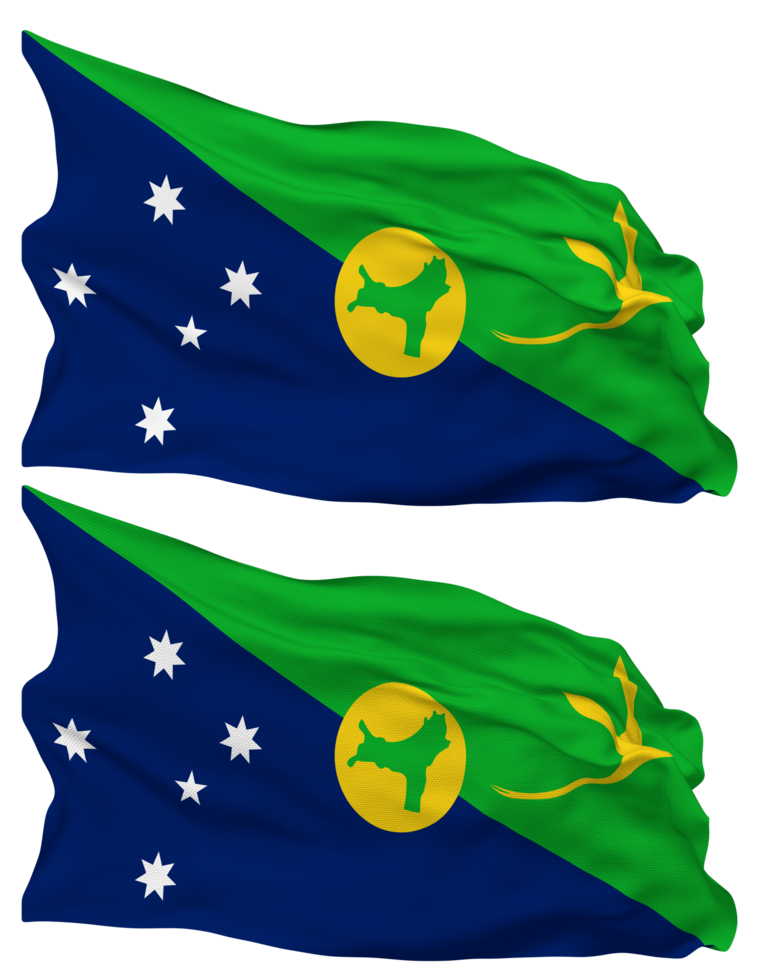 Territory of Christmas Island Flag Waves Isolated in Plain and Bump Texture, with Transparent Background, 3D Rendering png