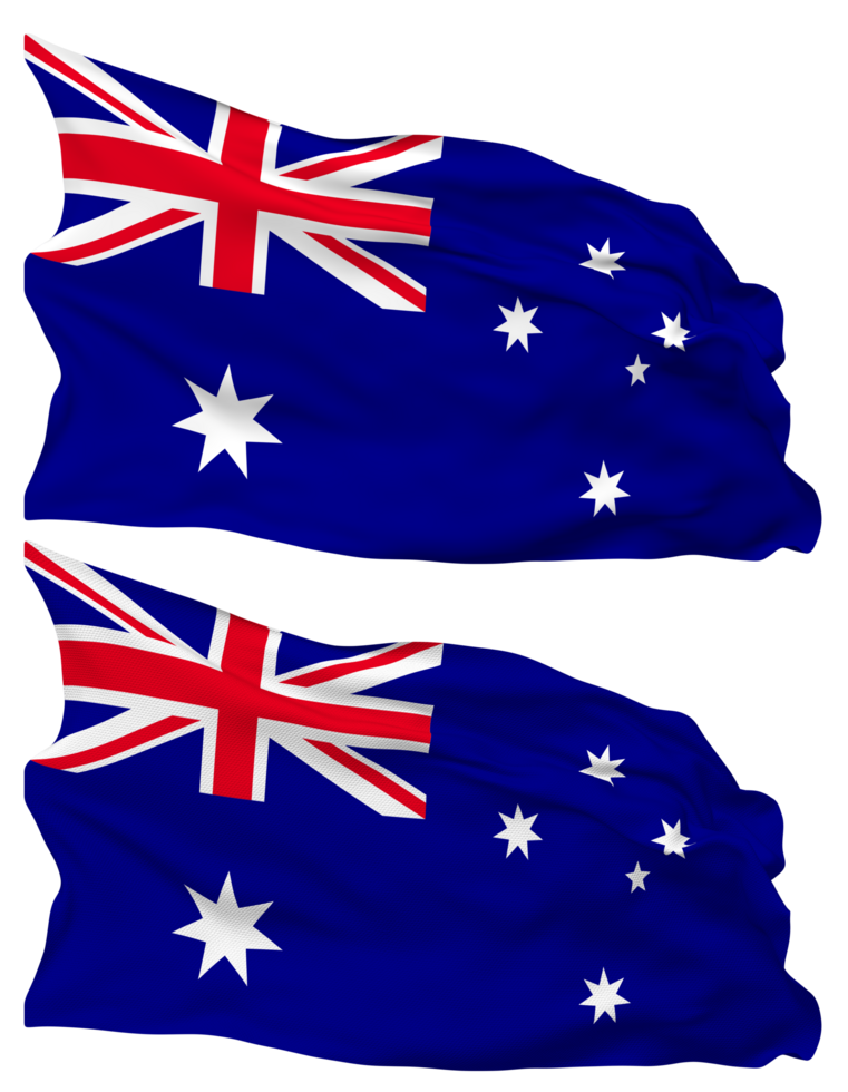 Australia Flag Waves Isolated in Plain and Bump Texture, with Transparent Background, 3D Rendering png