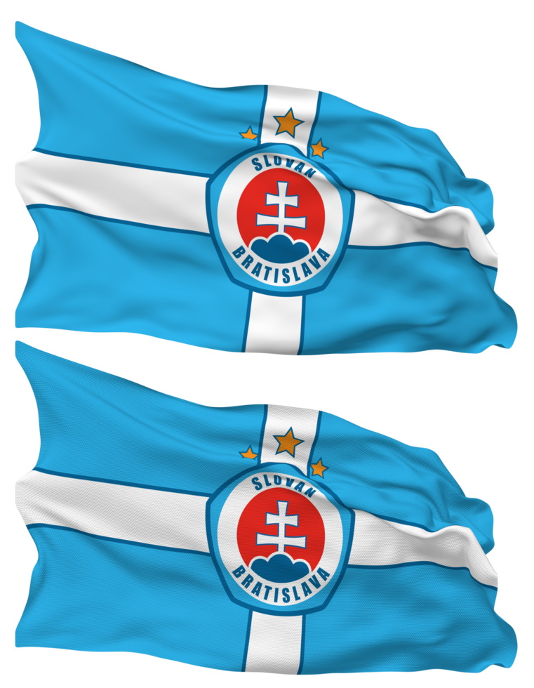 SK Slovan Bratislava Flag Waves Isolated in Plain and Bump Texture, with Transparent Background, 3D Rendering png