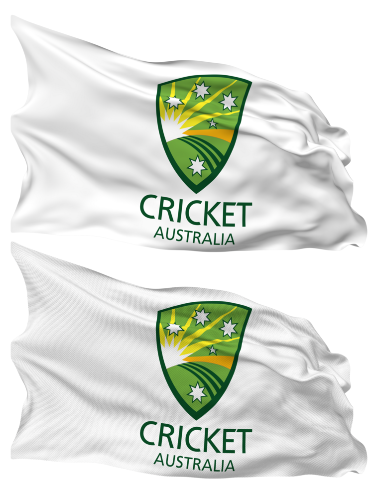 Cricket Australia, Australian Cricket Board, CA, ACB Flag Waves Isolated in Plain and Bump Texture, with Transparent Background, 3D Rendering png