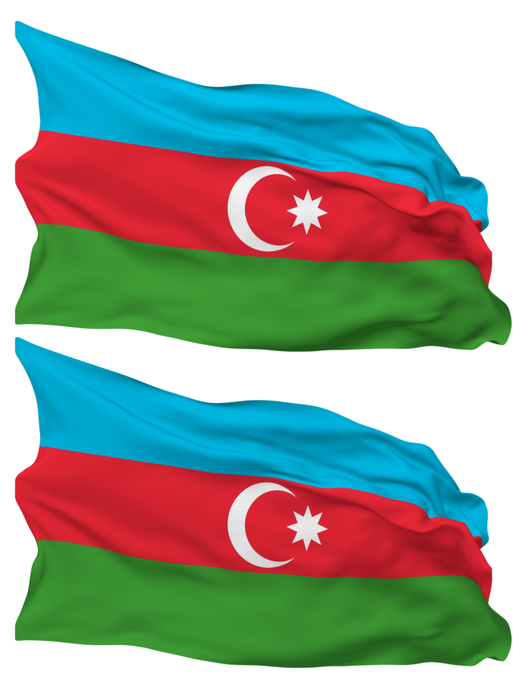 Azerbaijan Flag Waves Isolated in Plain and Bump Texture, with Transparent Background, 3D Rendering png