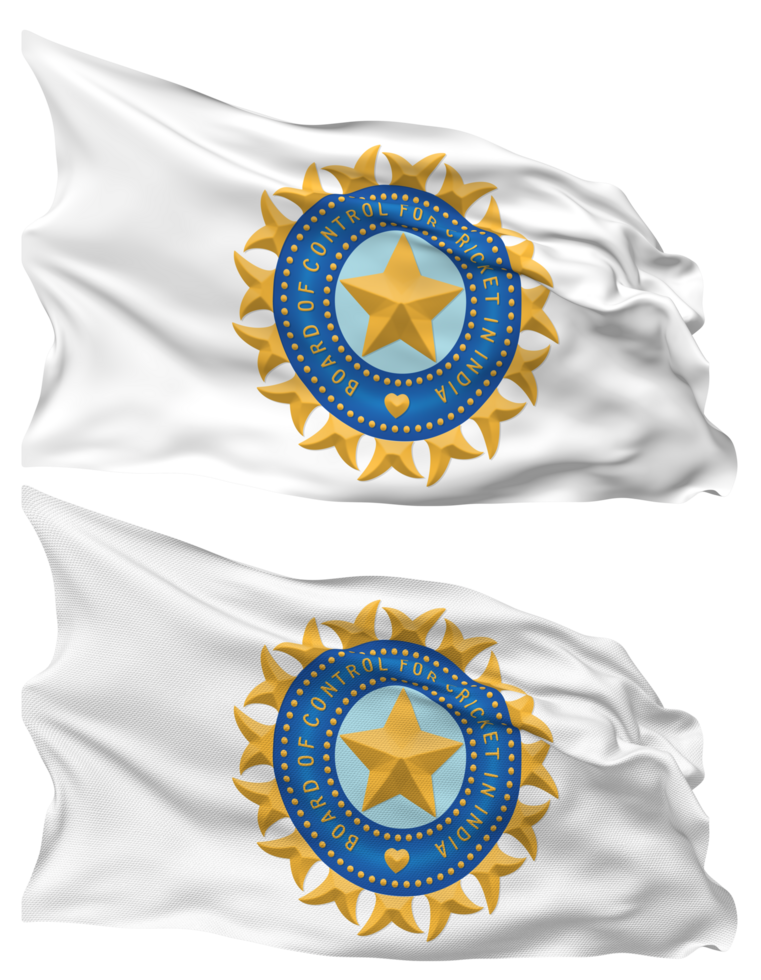 Board of Control for Cricket in India, BCCI Flag Waves Isolated in Plain and Bump Texture, with Transparent Background, 3D Rendering png