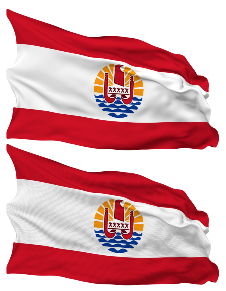 French Polynesia Flag Waves Isolated in Plain and Bump Texture, with Transparent Background, 3D Rendering png