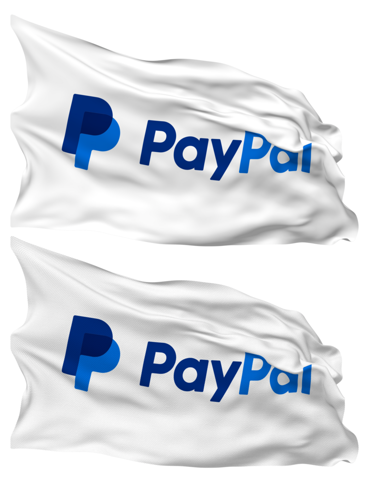 PayPal Holdings Inc Flag Waves Isolated in Plain and Bump Texture, with Transparent Background, 3D Rendering png