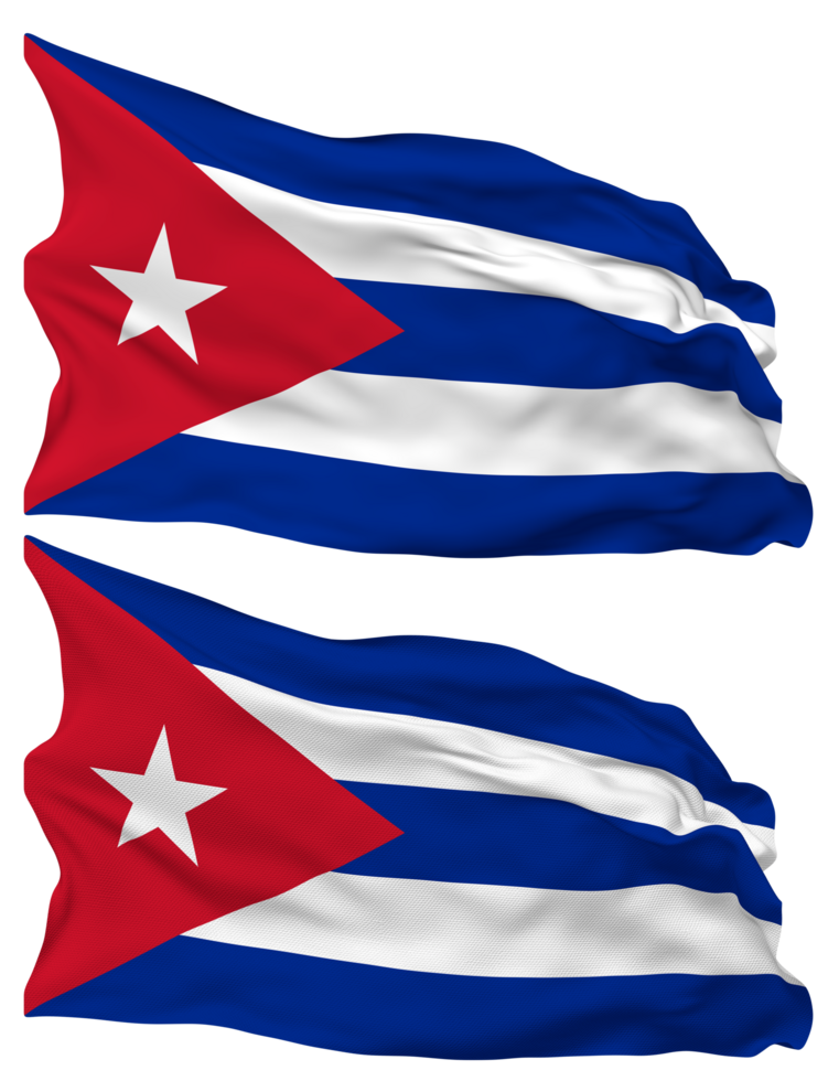 Cuba Flag Waves Isolated in Plain and Bump Texture, with Transparent Background, 3D Rendering png