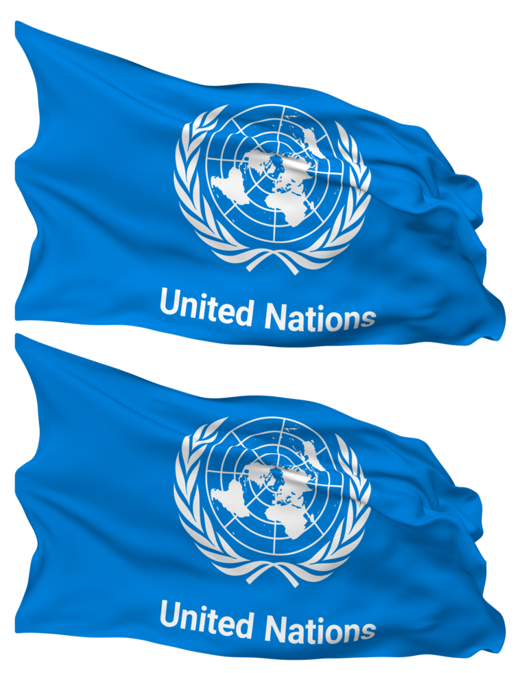 uni nations, ONU drapeau vagues isolé dans plaine et bosse texture, avec transparent arrière-plan, 3d le rendu png