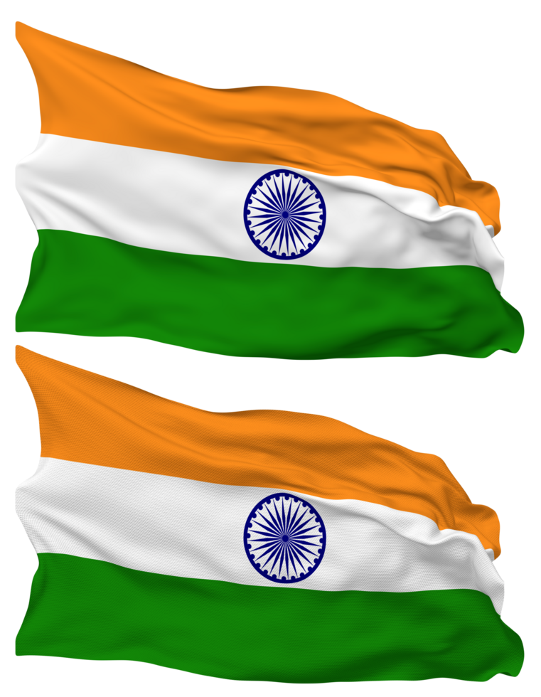 India Flag Waves Isolated in Plain and Bump Texture, with Transparent Background, 3D Rendering png