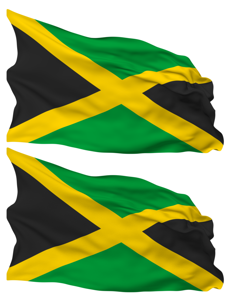 Jamaica Flag Waves Isolated in Plain and Bump Texture, with Transparent Background, 3D Rendering png