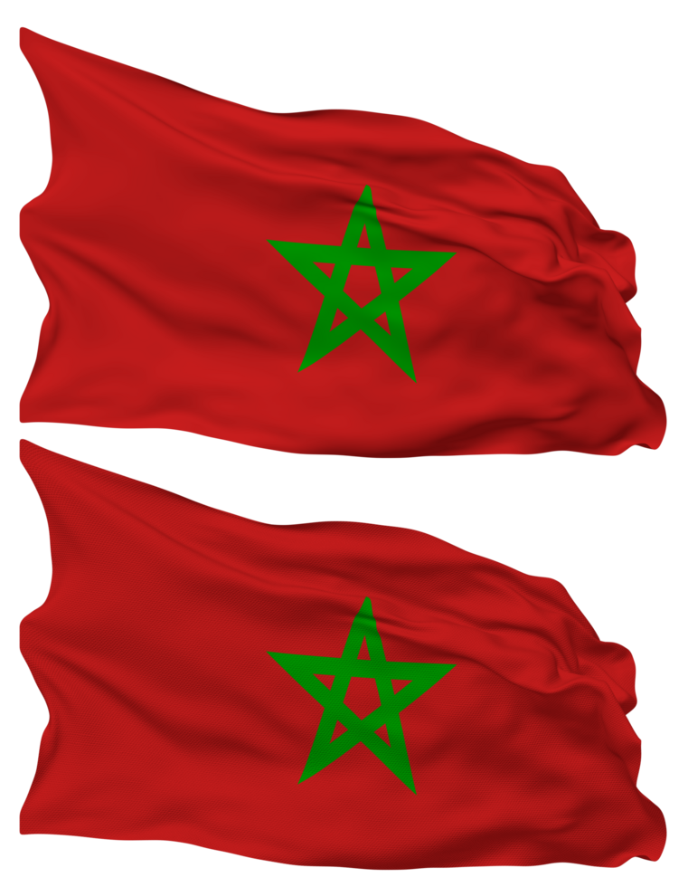 Morocco Flag Waves Isolated in Plain and Bump Texture, with Transparent Background, 3D Rendering png
