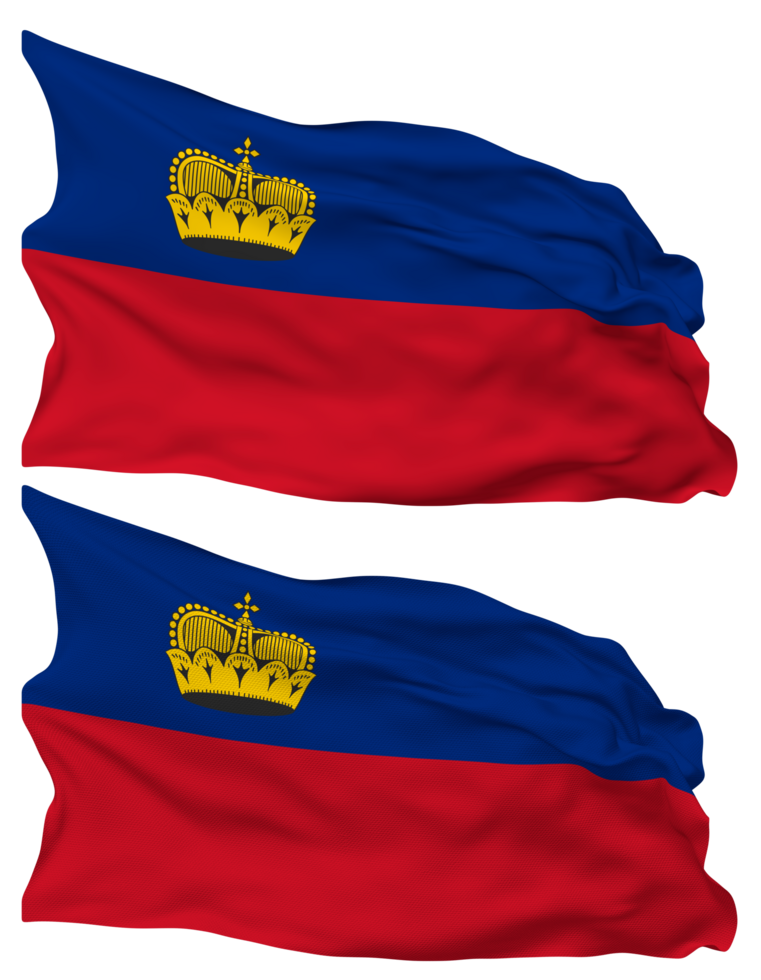 liechtenstein flagga vågor isolerat i enkel och stöta textur, med transparent bakgrund, 3d tolkning png