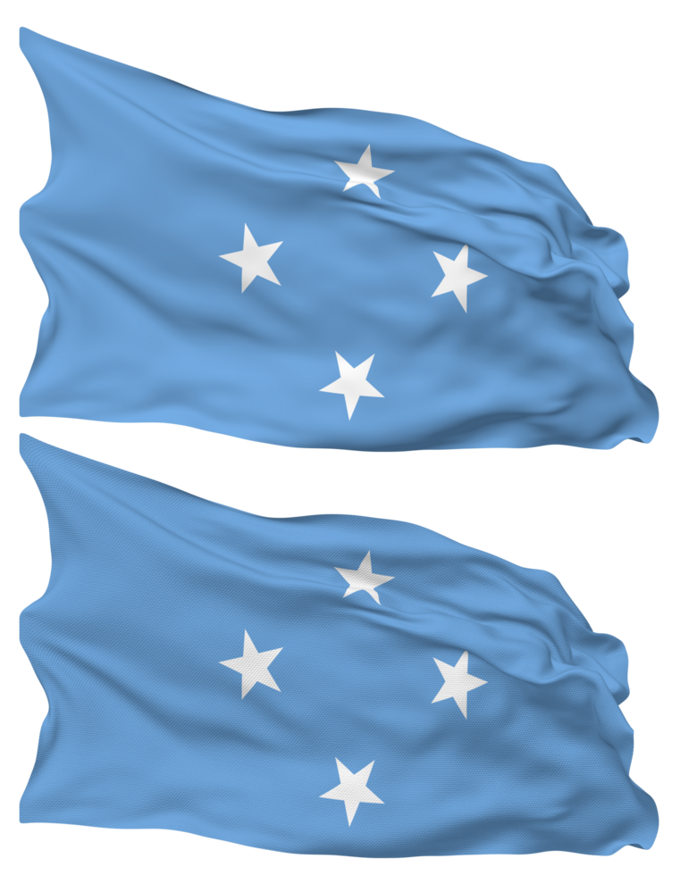 Federated States of Micronesia Flag Waves Isolated in Plain and Bump Texture, with Transparent Background, 3D Rendering png