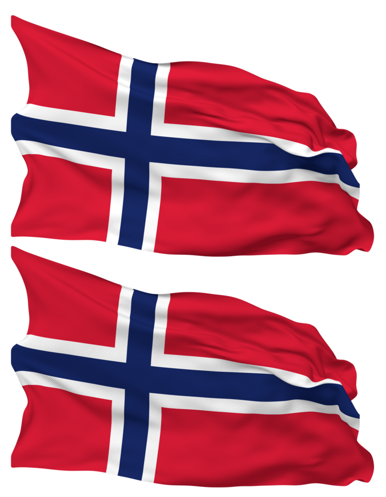Norway Flag Waves Isolated in Plain and Bump Texture, with Transparent Background, 3D Rendering png