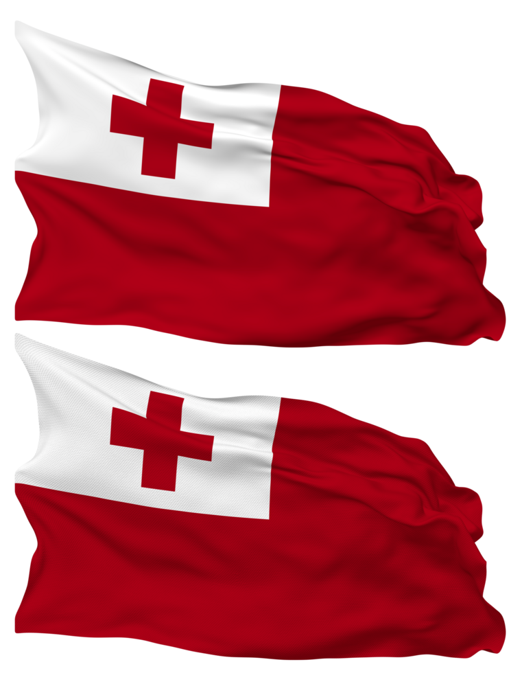 Tonga Flag Waves Isolated in Plain and Bump Texture, with Transparent Background, 3D Rendering png