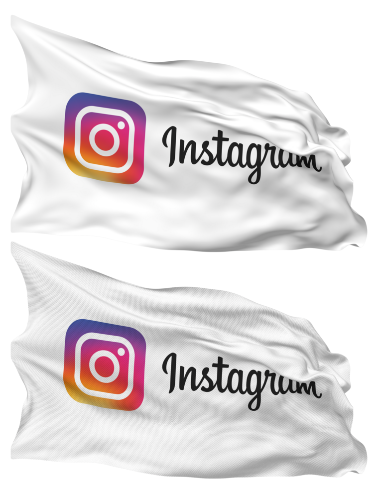 Instagram Flag Waves Isolated in Plain and Bump Texture, with Transparent Background, 3D Rendering png