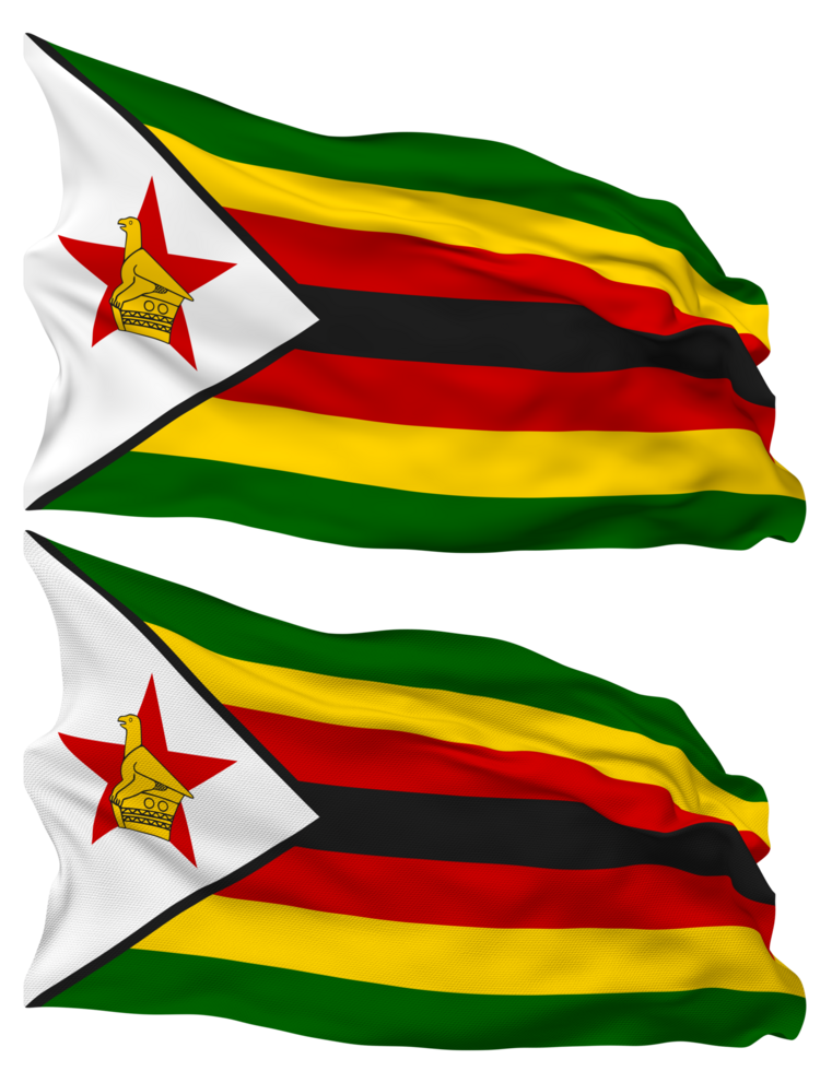 Zimbabwe Flag Waves Isolated in Plain and Bump Texture, with Transparent Background, 3D Rendering png