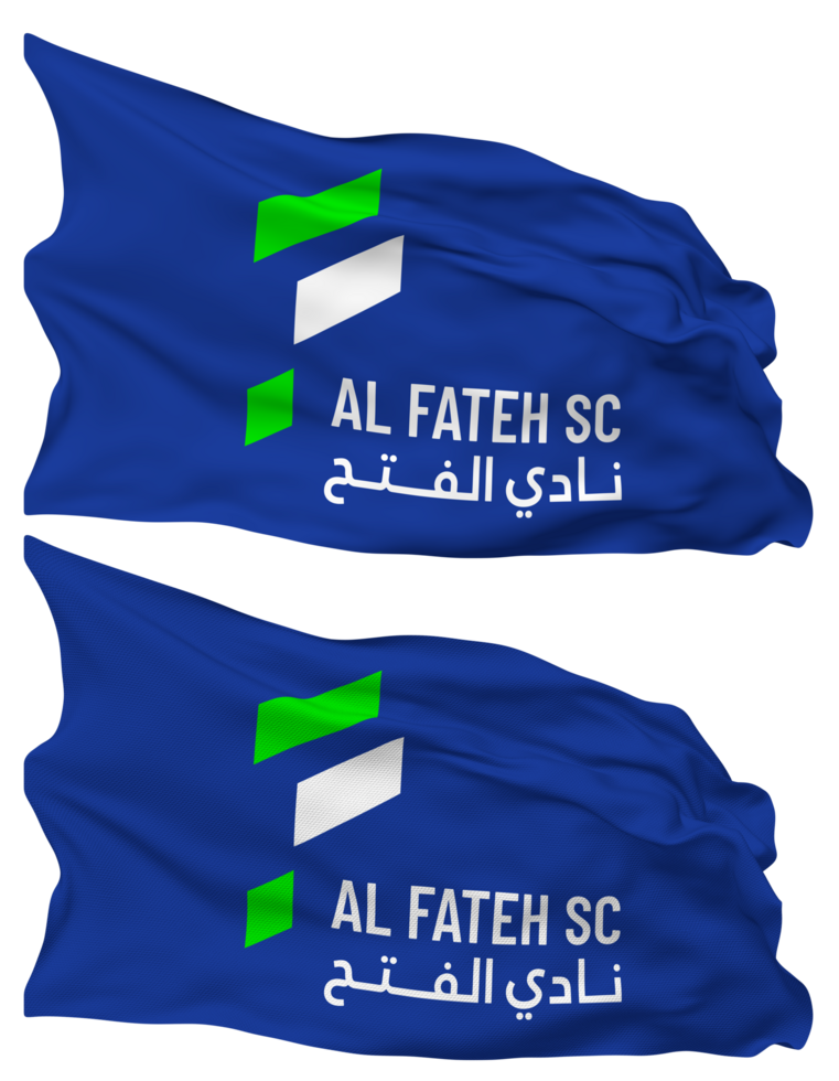 Al Fateh Sports Club Flag Waves Isolated in Plain and Bump Texture, with Transparent Background, 3D Rendering png