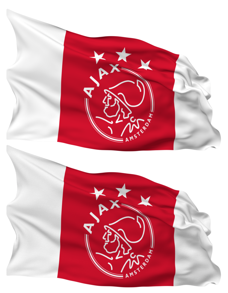 Amsterdamsche Football Club Ajax, AFC Ajax, Ajax Amsterdam Football Club Flag Waves Isolated in Plain and Bump Texture, with Transparent Background, 3D Rendering png