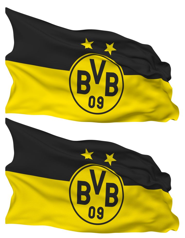 ballspielverein Borussia 09 e v dortmund, Borussia Dortmund drapeau vagues isolé dans plaine et bosse texture, avec transparent arrière-plan, 3d le rendu png