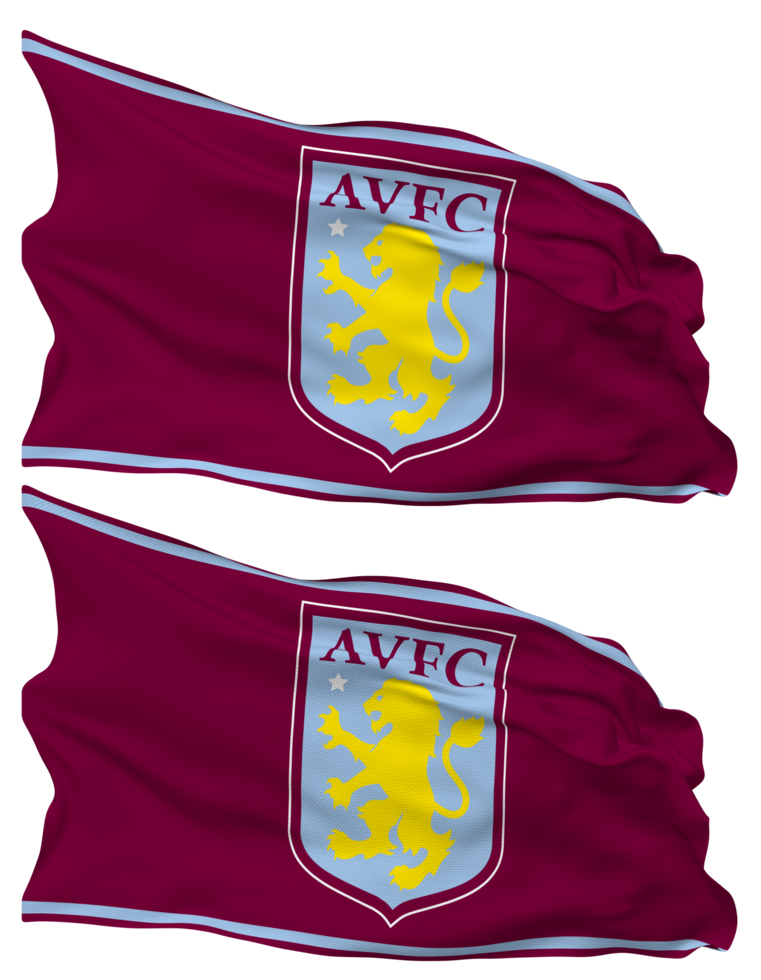 Aston Villa Football Club Flag Waves Isolated in Plain and Bump Texture, with Transparent Background, 3D Rendering png