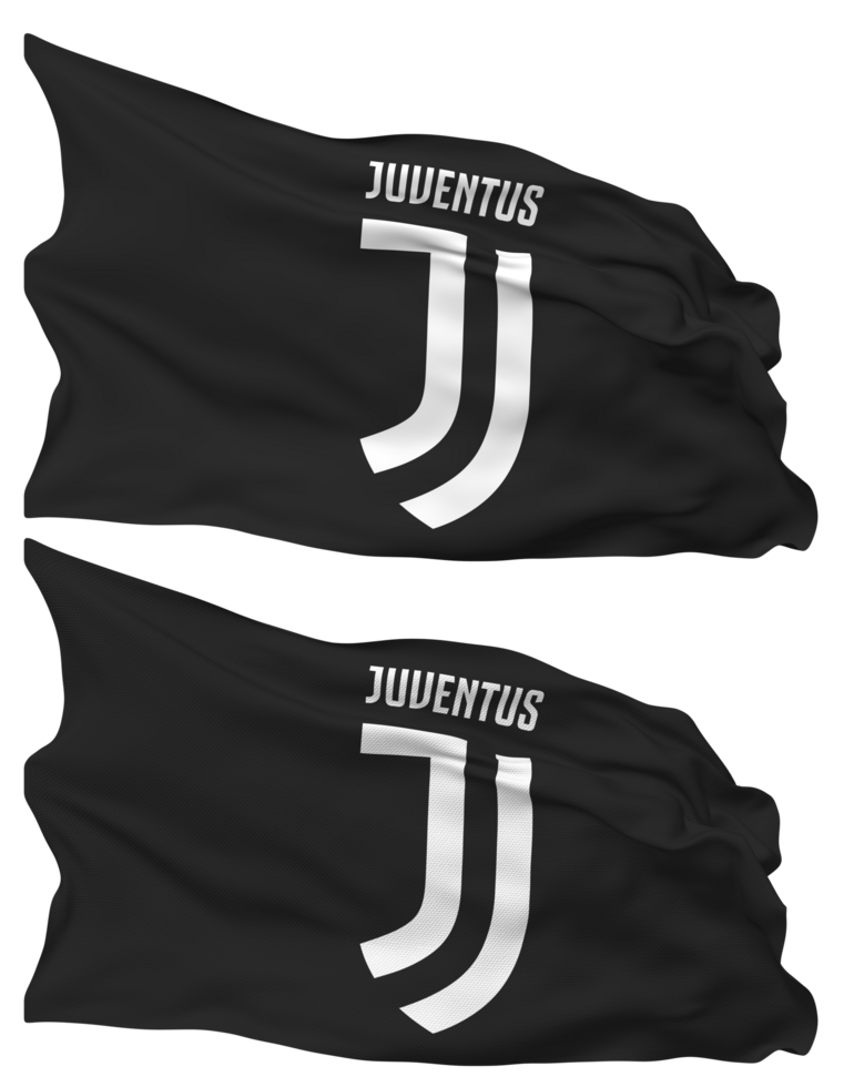 juventus fútbol americano club bandera olas aislado en llanura y bache textura, con transparente fondo, 3d representación png