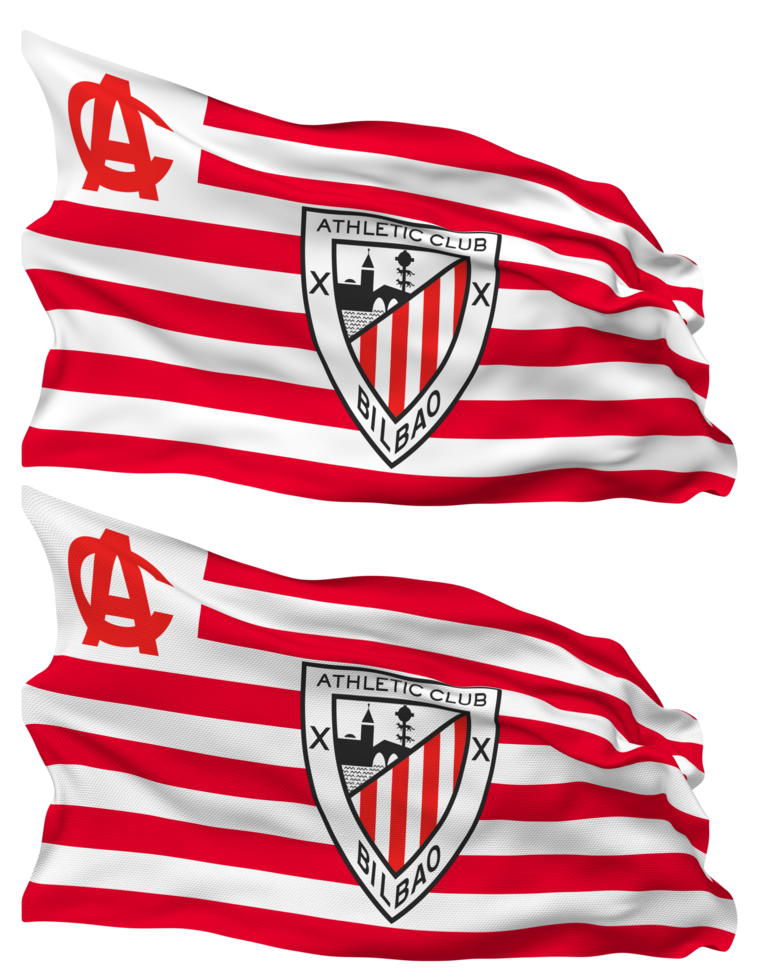 Athletic Bilbao Football Club Flag Waves Isolated in Plain and Bump Texture, with Transparent Background, 3D Rendering png