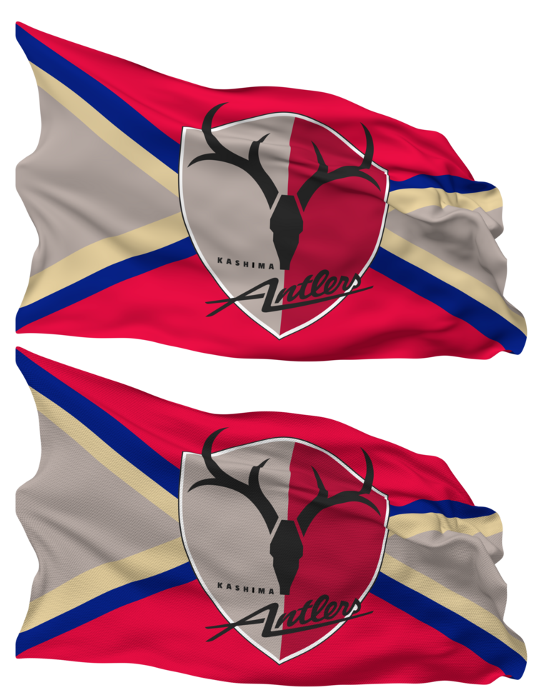 Kashima Antlers Football Club Flag Waves Isolated in Plain and Bump Texture, with Transparent Background, 3D Rendering png