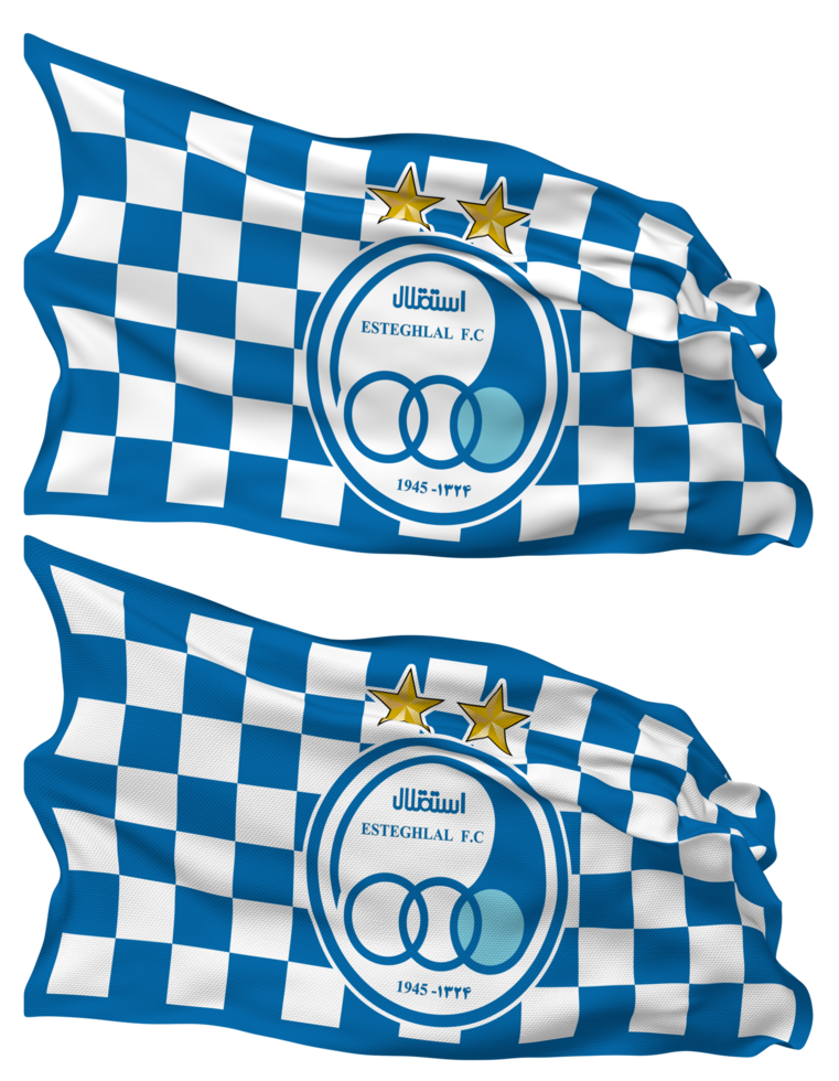 Esteghlal Football Club Flag Waves Isolated in Plain and Bump Texture, with Transparent Background, 3D Rendering png