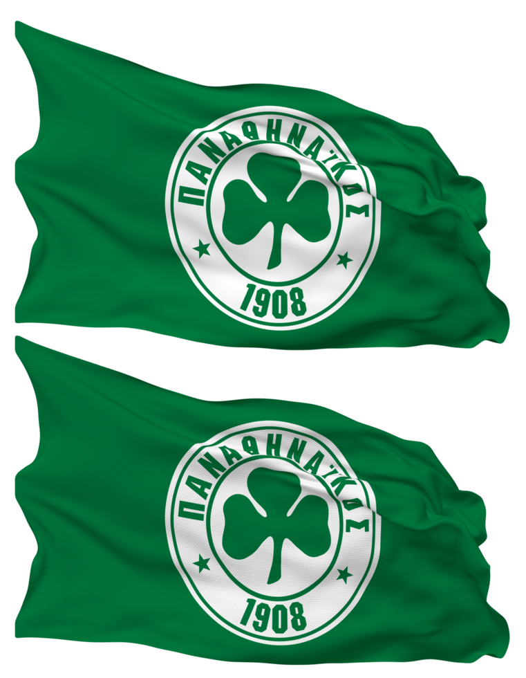 Panathinaikos Athlitikos Omilos Flag Waves Isolated in Plain and Bump Texture, with Transparent Background, 3D Rendering png