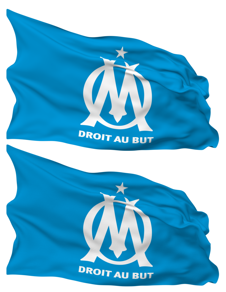 olympisch de Marseille vlag golven geïsoleerd in duidelijk en buil textuur, met transparant achtergrond, 3d renderen png