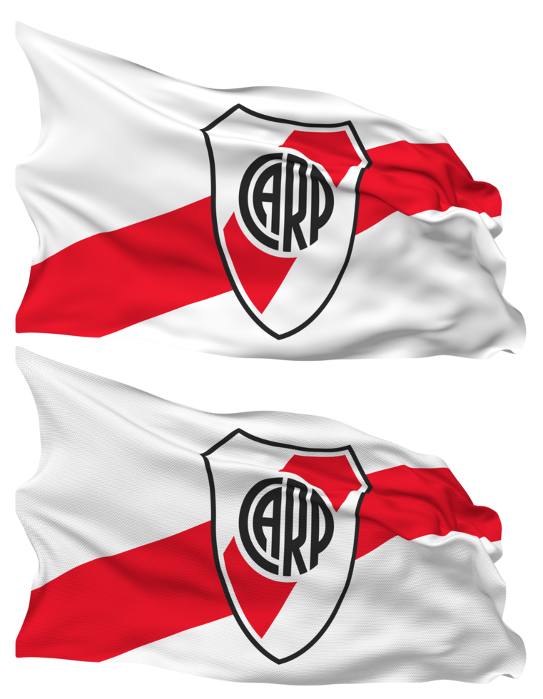 Club Atletico River Plate Flag Waves Isolated in Plain and Bump Texture, with Transparent Background, 3D Rendering png