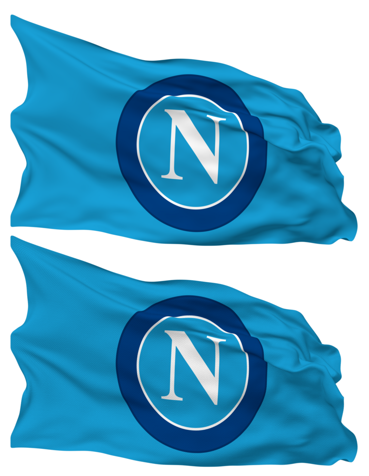 sociedad deportivo calcio Nápoles, ssc Nápoles bandera olas aislado en llanura y bache textura, con transparente fondo, 3d representación png