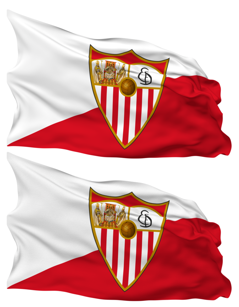 Sevilla Futbol Club, Sevilla FC Flag Waves Isolated in Plain and Bump Texture, with Transparent Background, 3D Rendering png