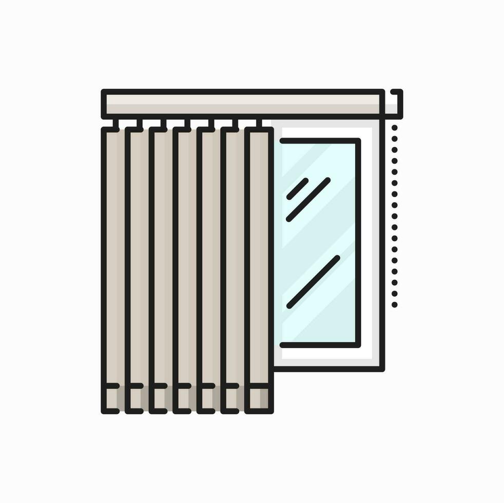 ventana persiana obturador, blanco rodillo ciego icono vector