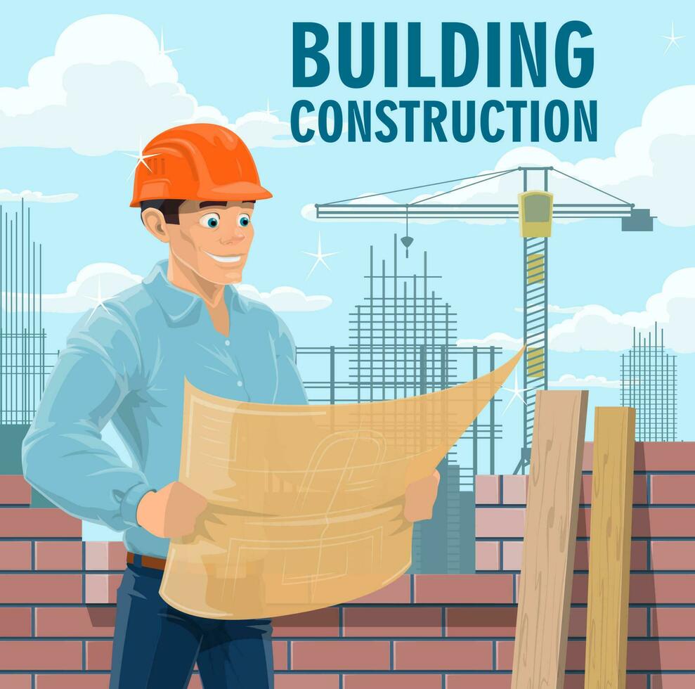 Building construction engineer or architect vector