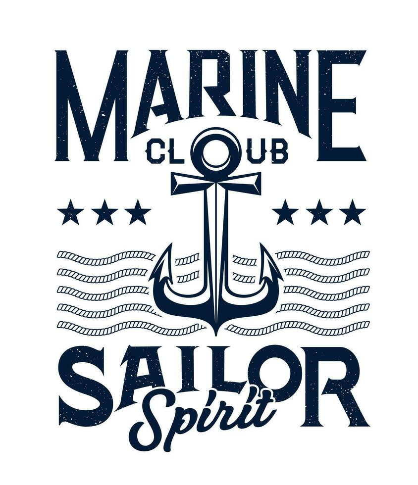 Marine sailing club vector emblem or print