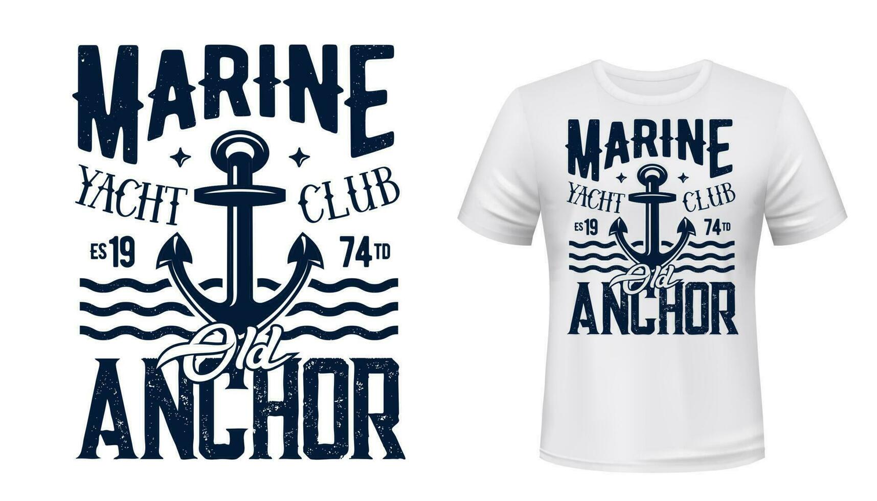 Yachting club t-shirt vector print with anchor