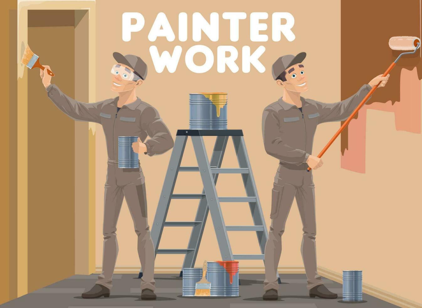 House room wall painting service work vector