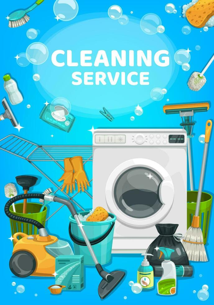 House cleaning service, clean home, laundry wash vector
