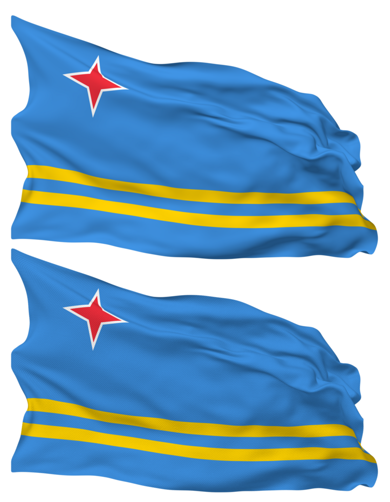Aruba Flag Waves Isolated in Plain and Bump Texture, with Transparent Background, 3D Rendering png