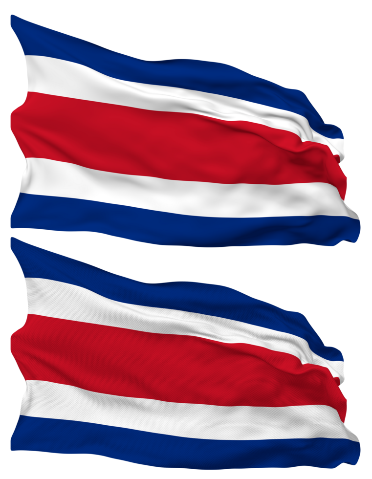 Costa Rica Flag Waves Isolated in Plain and Bump Texture, with Transparent Background, 3D Rendering png