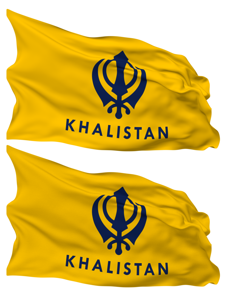 khalistan drapeau vagues isolé dans plaine et bosse texture, avec transparent arrière-plan, 3d le rendu png