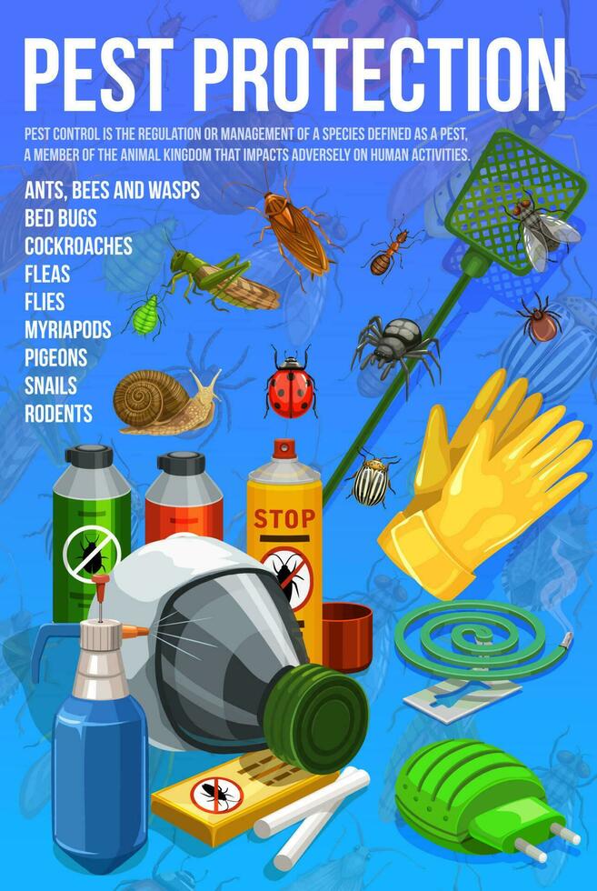 Pest control, insect protection service poster vector