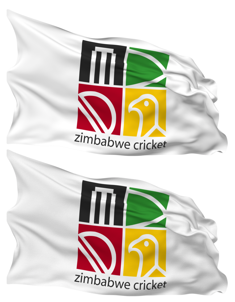 Zimbabwe Cricket, ZC Flag Waves Isolated in Plain and Bump Texture, with Transparent Background, 3D Rendering png