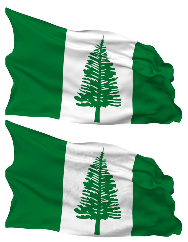 Territory of Norfolk Island Flag Waves Isolated in Plain and Bump Texture, with Transparent Background, 3D Rendering png