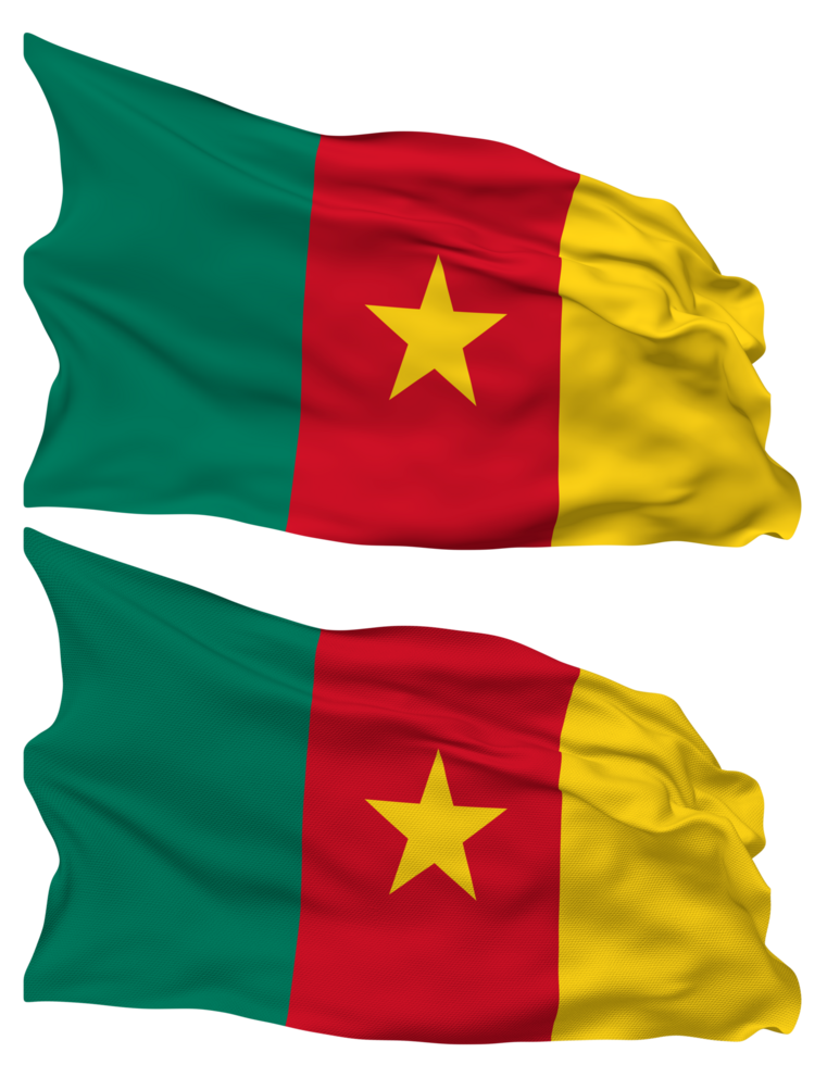 Cameroon Flag Waves Isolated in Plain and Bump Texture, with Transparent Background, 3D Rendering png