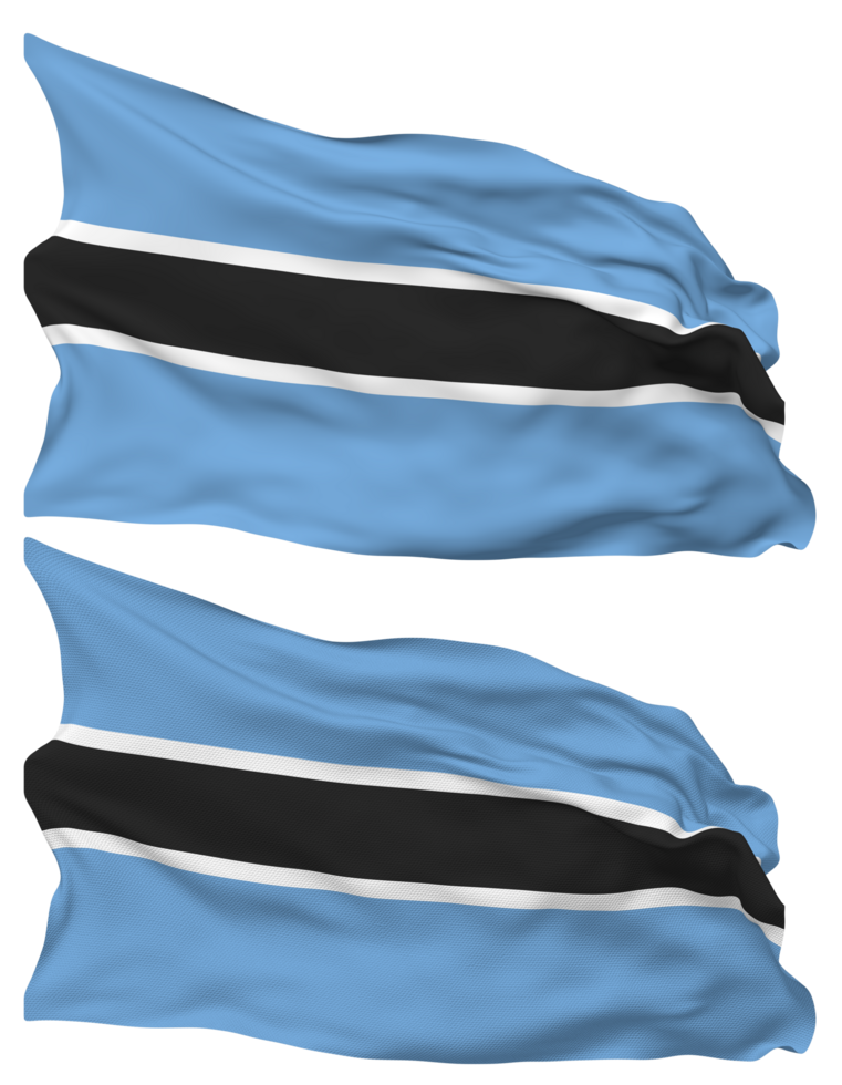 Botswana Flag Waves Isolated in Plain and Bump Texture, with Transparent Background, 3D Rendering png